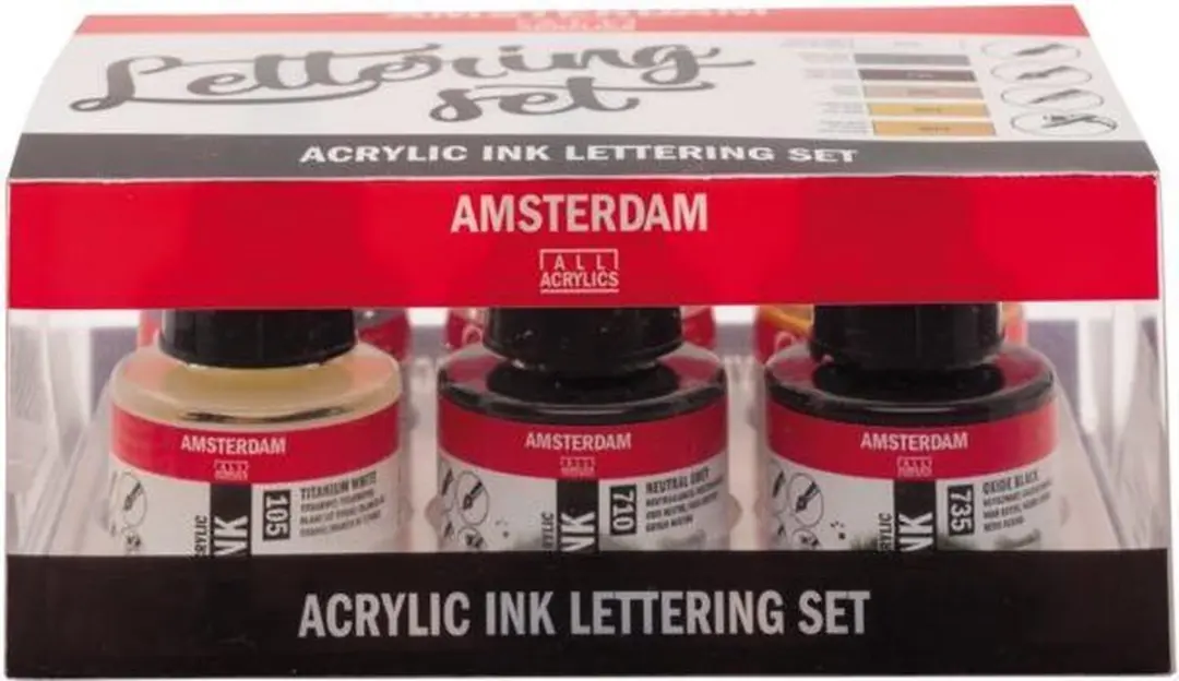 Amsterdam Acrylic Ink Lettering Set 6x30ml - Assorti