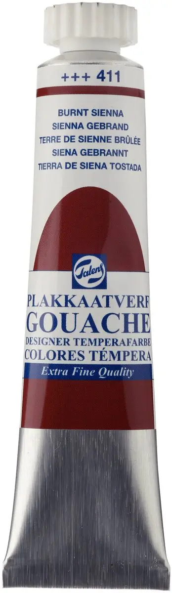 Talens Plakkaatverf 411 Sienna Gebrand Gouache 20ml