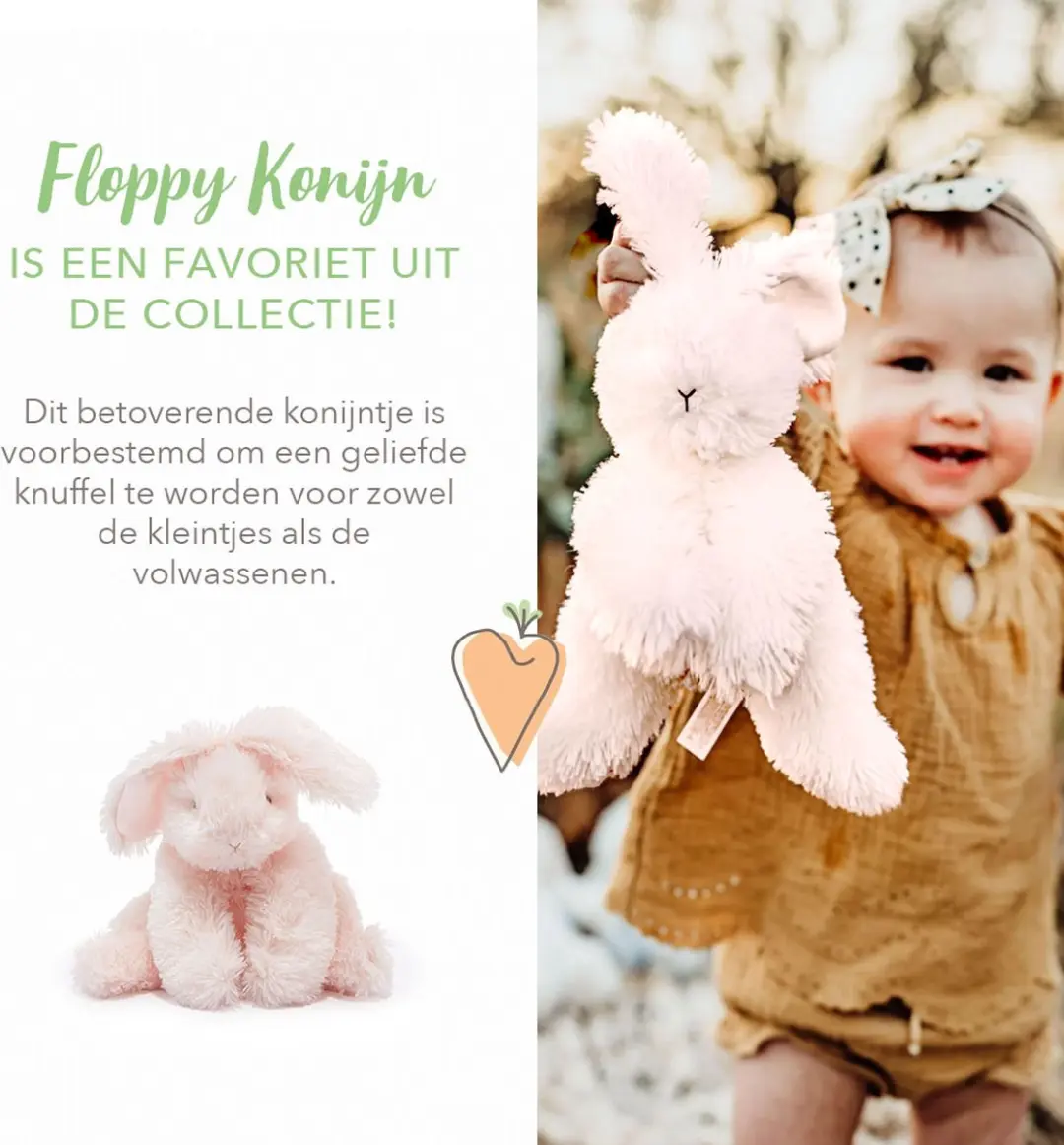 Bunnies By The Bay Blossom Floppy Bun Knuffel - Roze 20cm