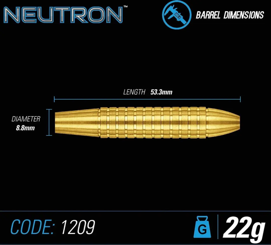 Winmau Neutron 2 Brass Dartpijlen - 3 Stuks - Zwart