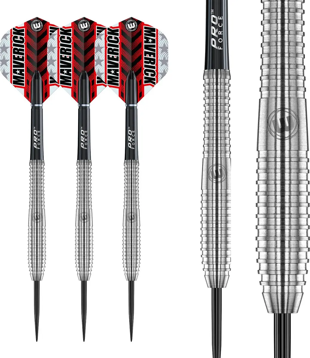 Winmau Maverick Dartpijlen - 3 Stuks - Rood/Zilver/Zwart