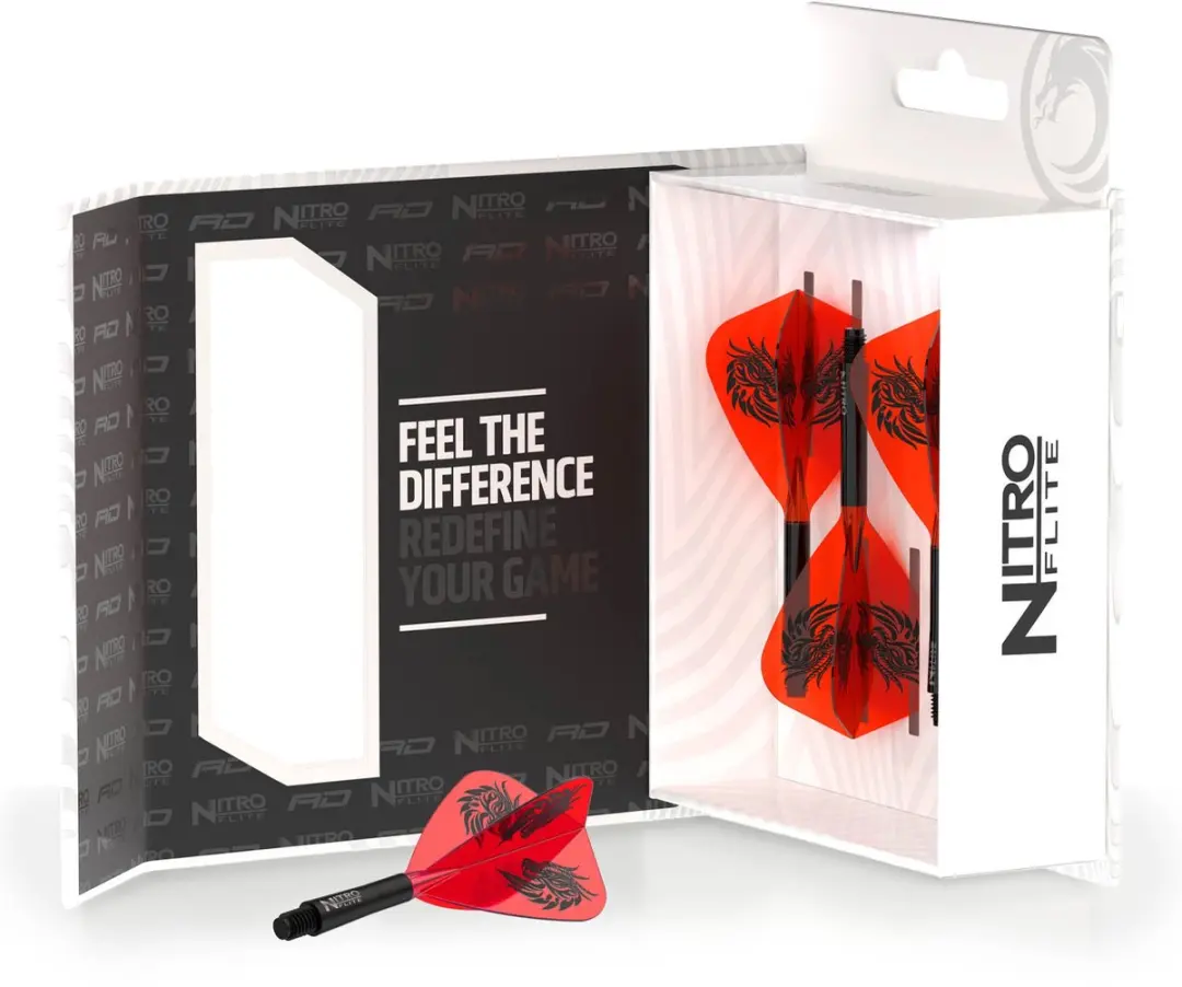 Red Dragon Nitro Flite System Jonny Clayton Dart Flights X1089 - 3 Stuks - Rood - afbeelding 6 van 6