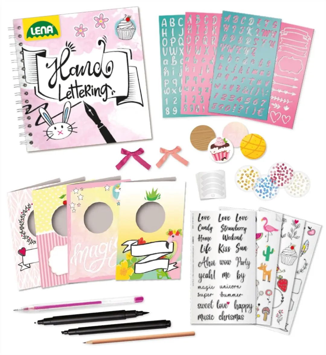 Lena Handlettering XL Set - Bont - 2 Pennen & Potlood