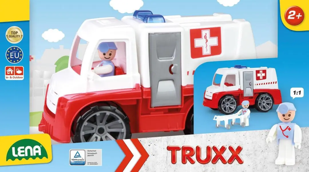 Lena TRUXX Ambulance 29cm - Rood/Wit