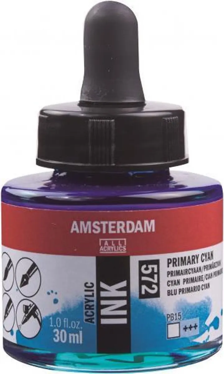 Amsterdam Acrylic Inkt Fles 30ml - Primaircyaan 572