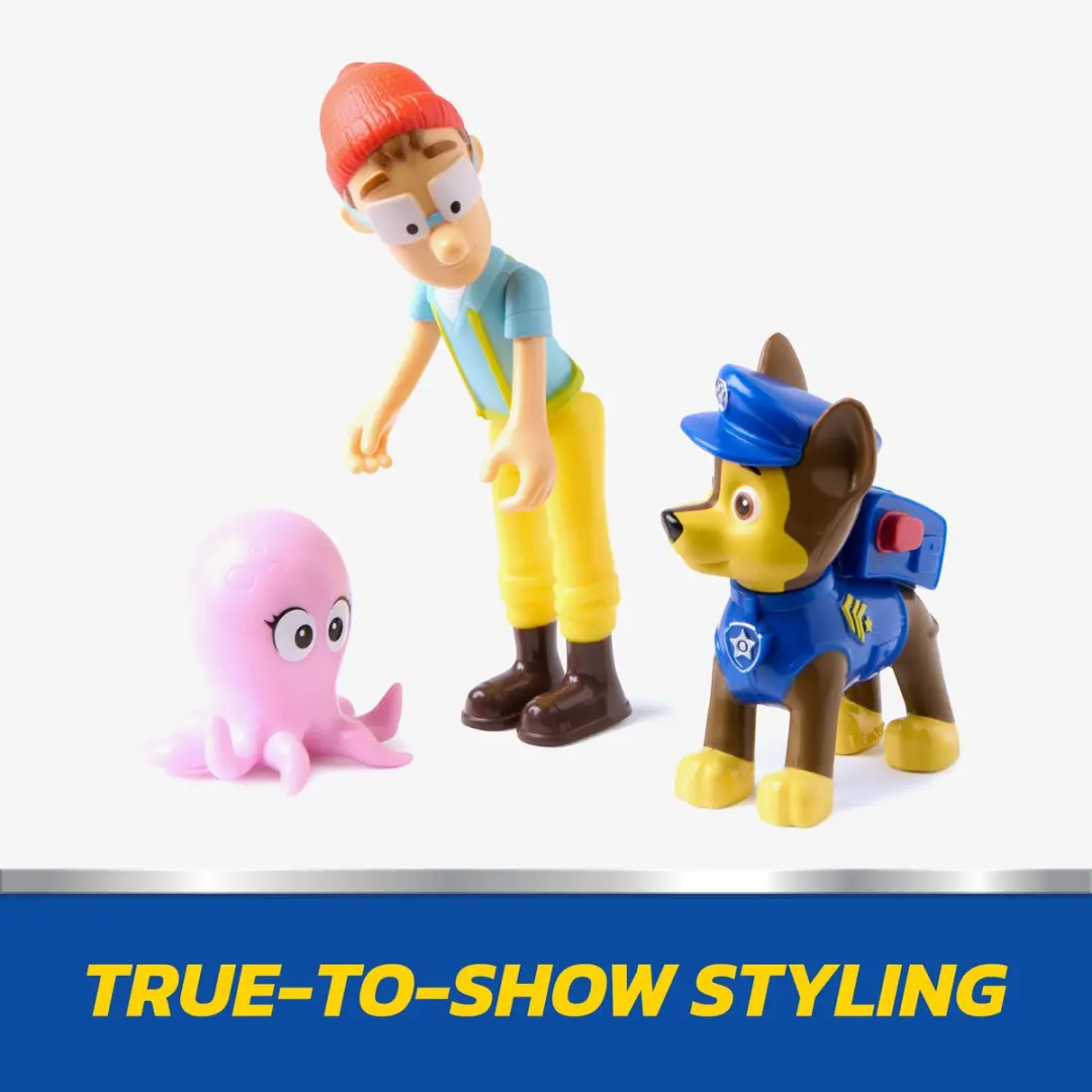PAW Patrol Speelfigurenset 2016517 - Chase, Kapitein Turbot & Baby-Octopus