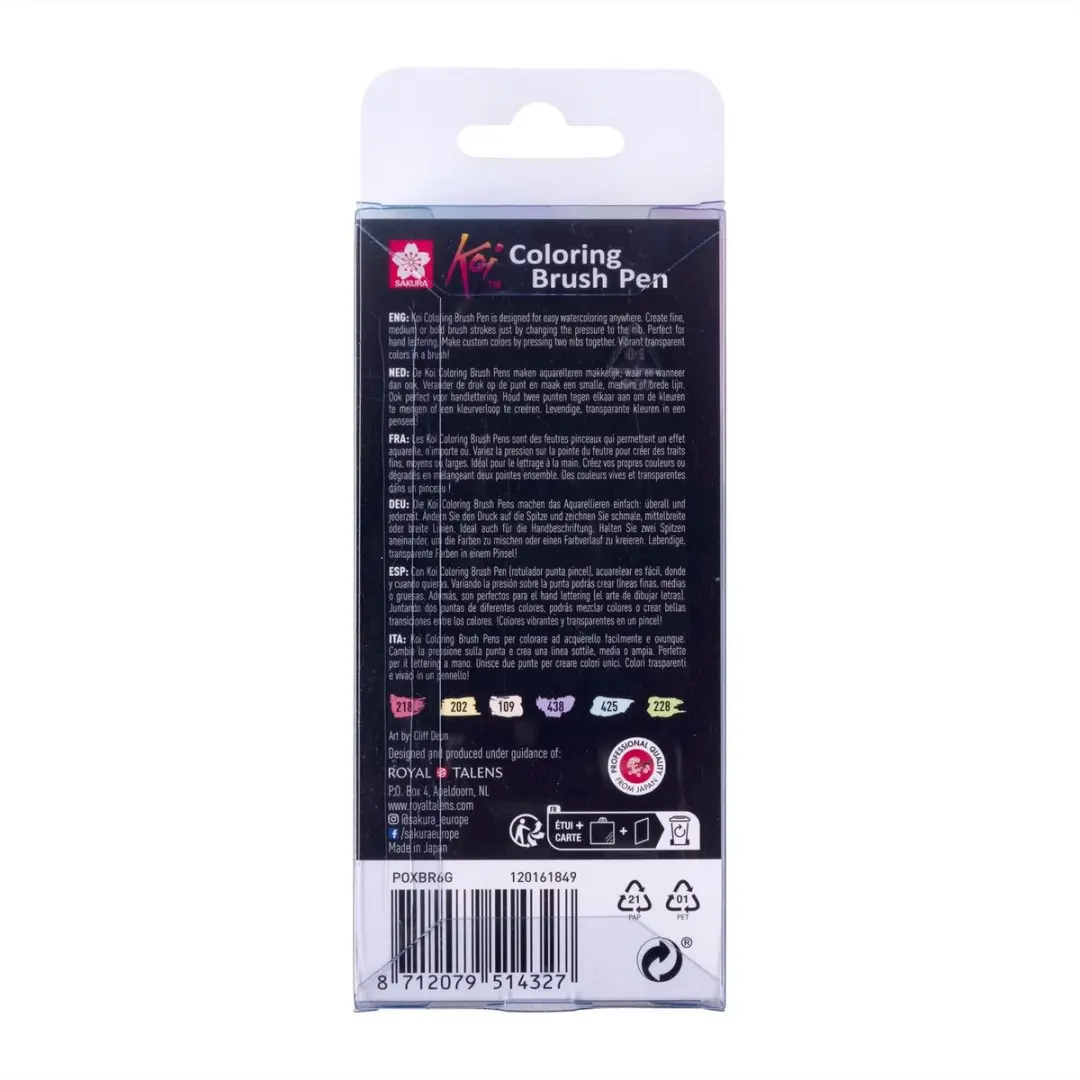 Sakura Brushpen Set Pastel - 6 Kleuren