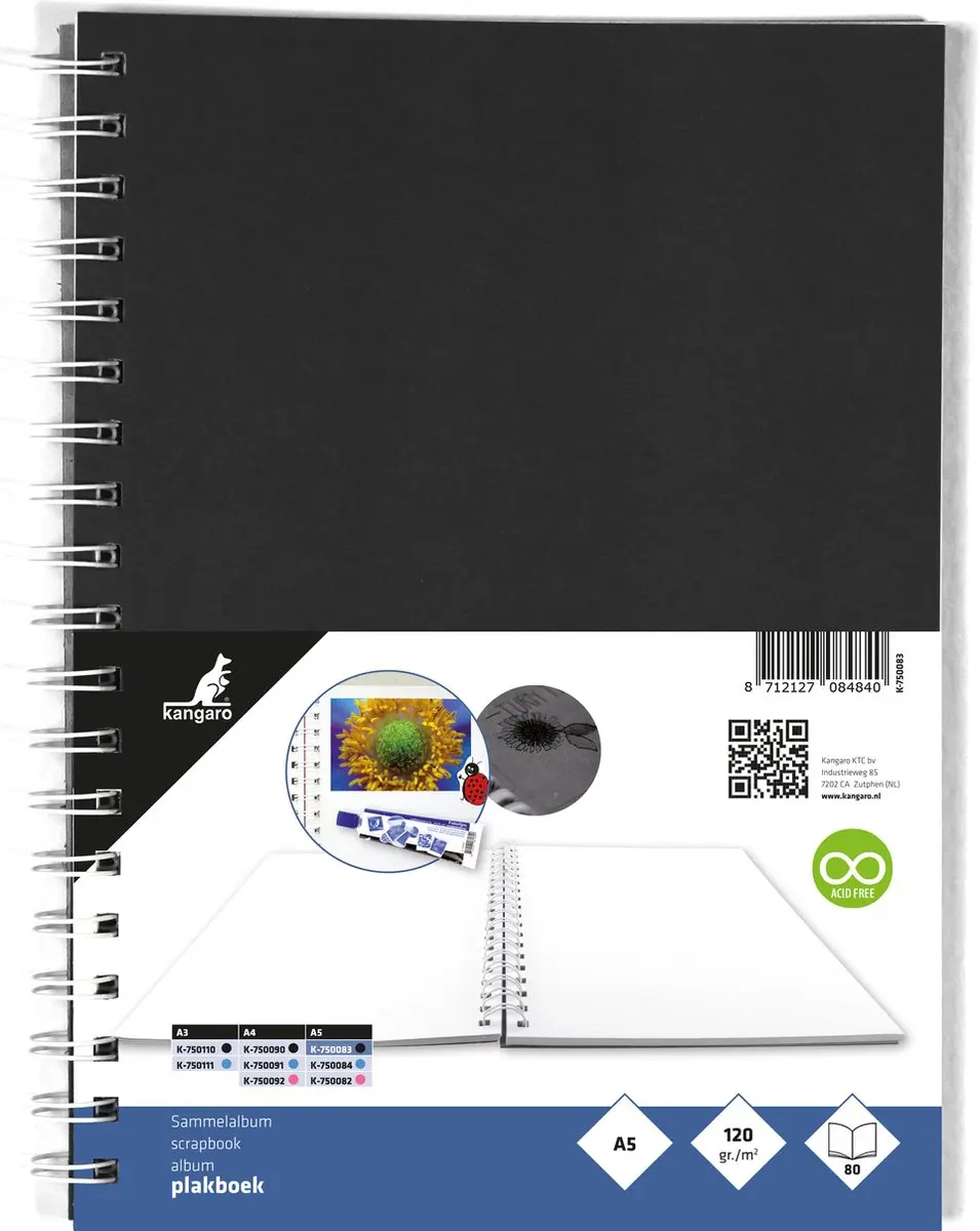 Kangaro Plakboek A5+ Zwart