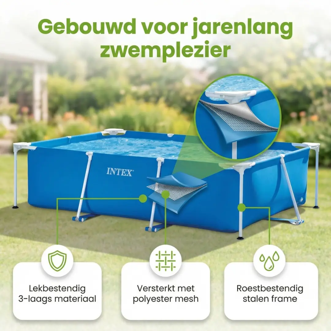 Intex Rechthoekig Frame Zwembad 260x160x65cm - Blauw - 6-delig
