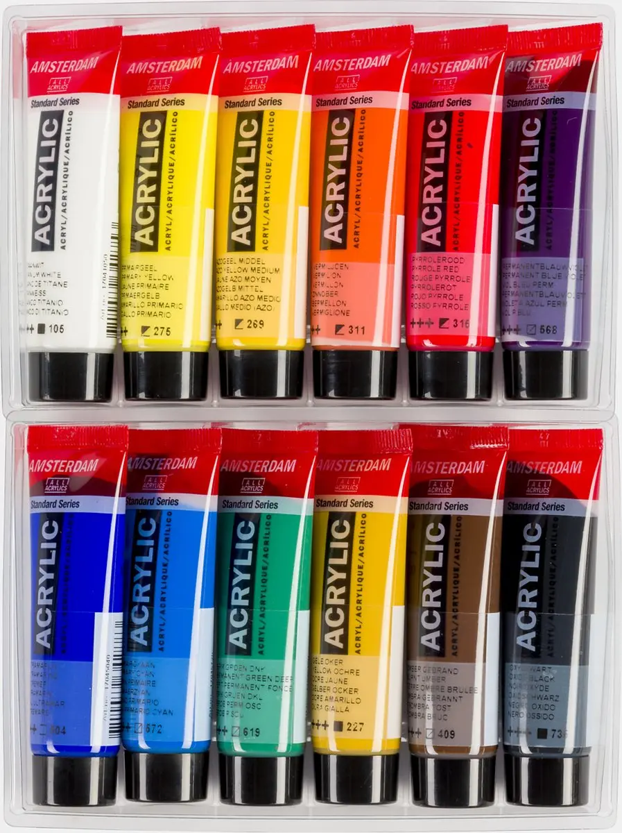 Amsterdam Standard Series Acrylverf Set - 12 Kleuren 20ml