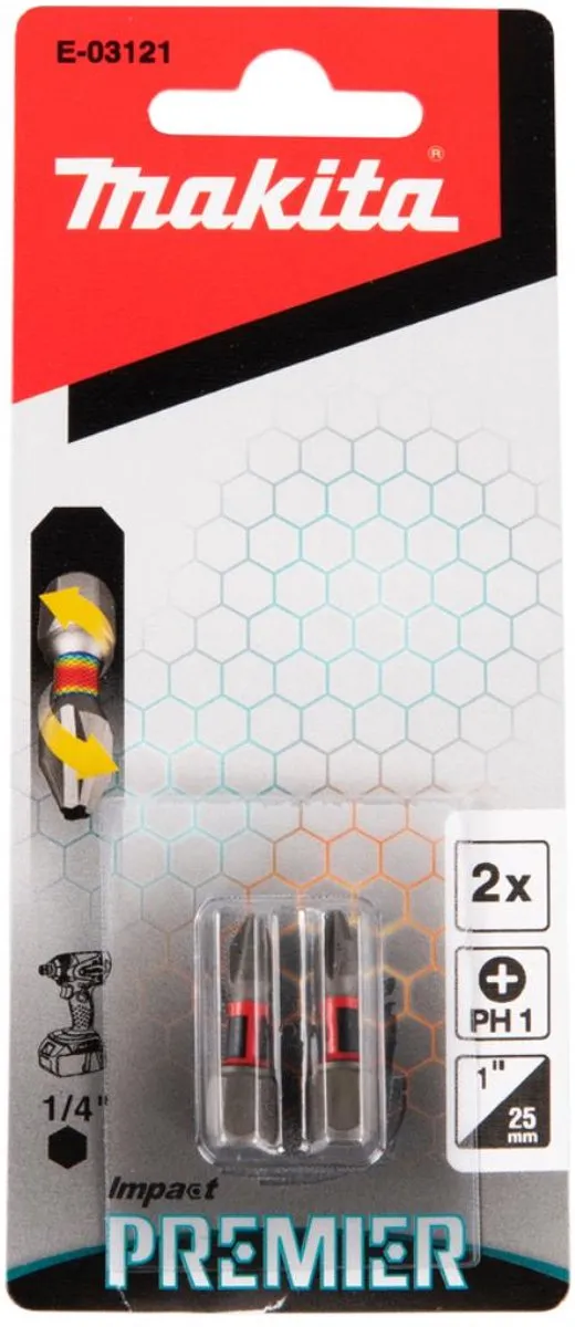 Makita E-03121 Slagschroefbit PH1x25mm - afbeelding 6 van 6