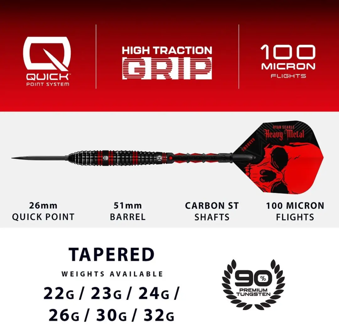 Harrows Ryan Searle 90% Tungsten 24gr Quick Point - 3 Stuks