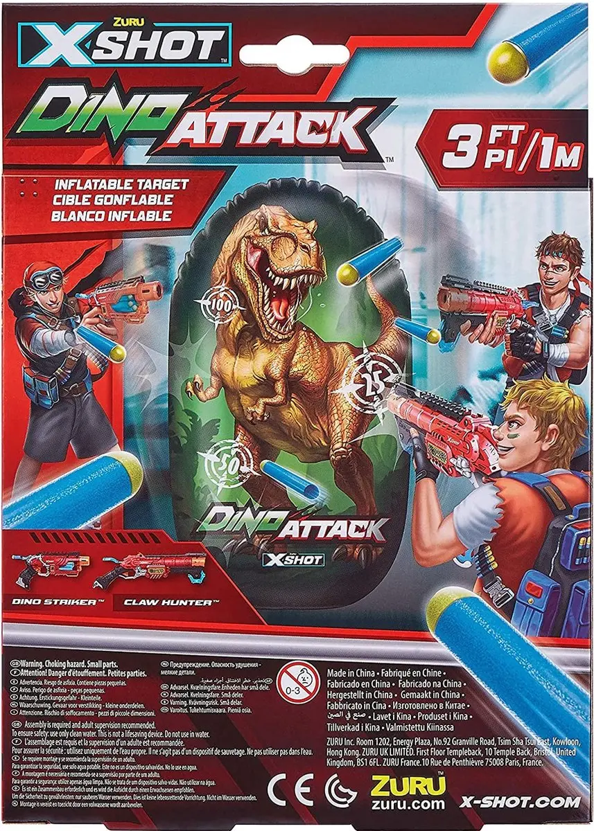 ZURU X-Shot Dino Attack Inflatable Target 4862 - Bruin/ Groen