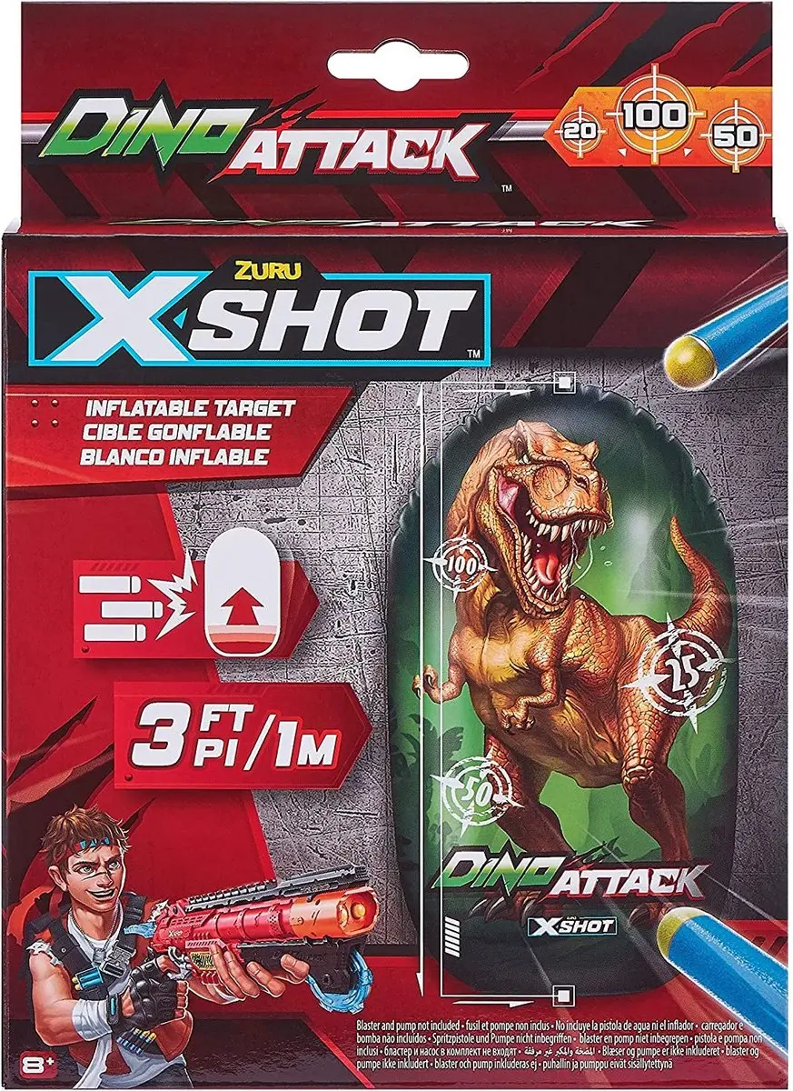 ZURU X-Shot Dino Attack Inflatable Target 4862 - Bruin/ Groen