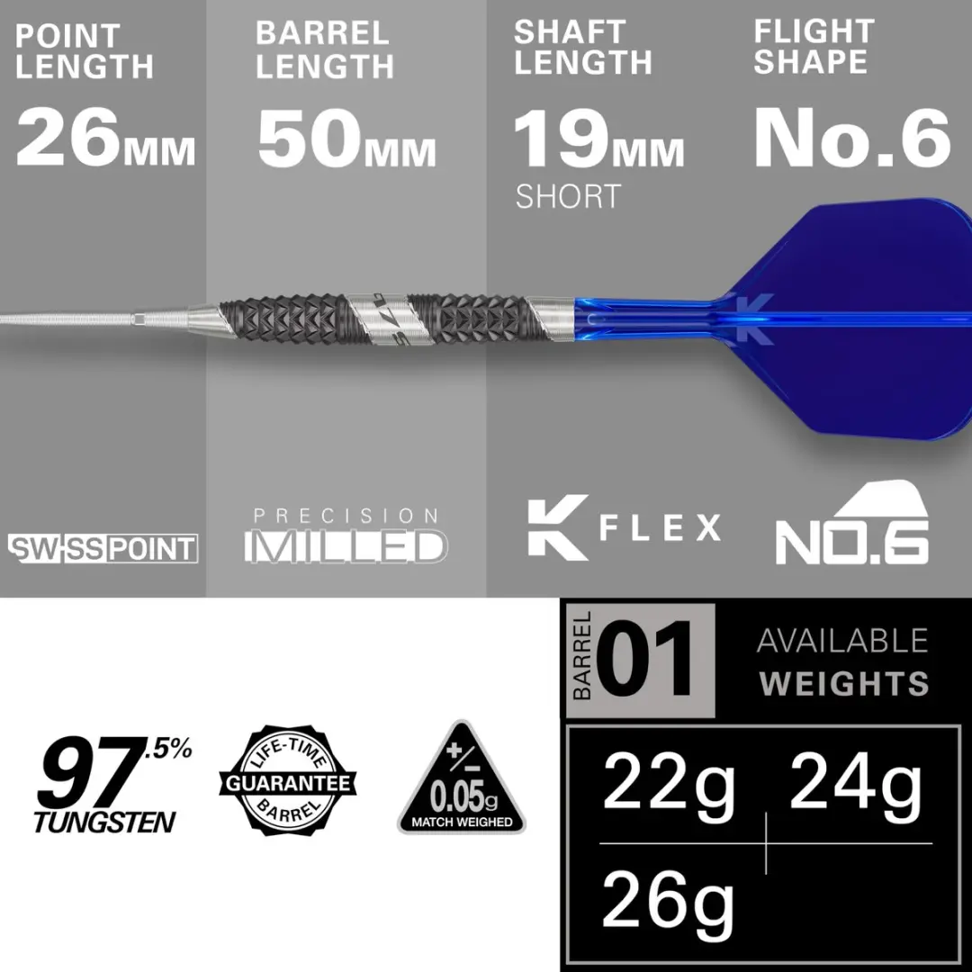 Target Darts 975 Ultra Marine Steel Tip - 3 Stuks