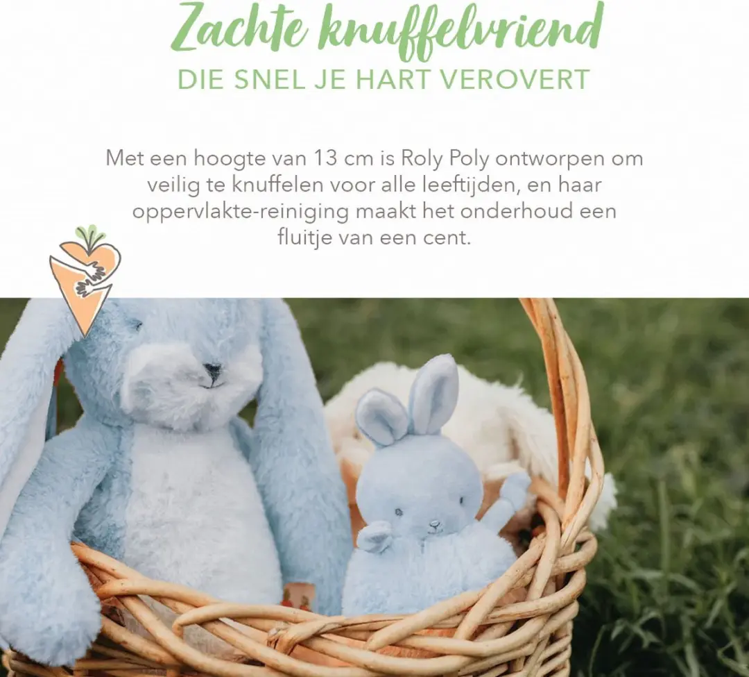 Bunnies By The Bay Roly-Poly Konijn Knuffel - 13cm - Blauw