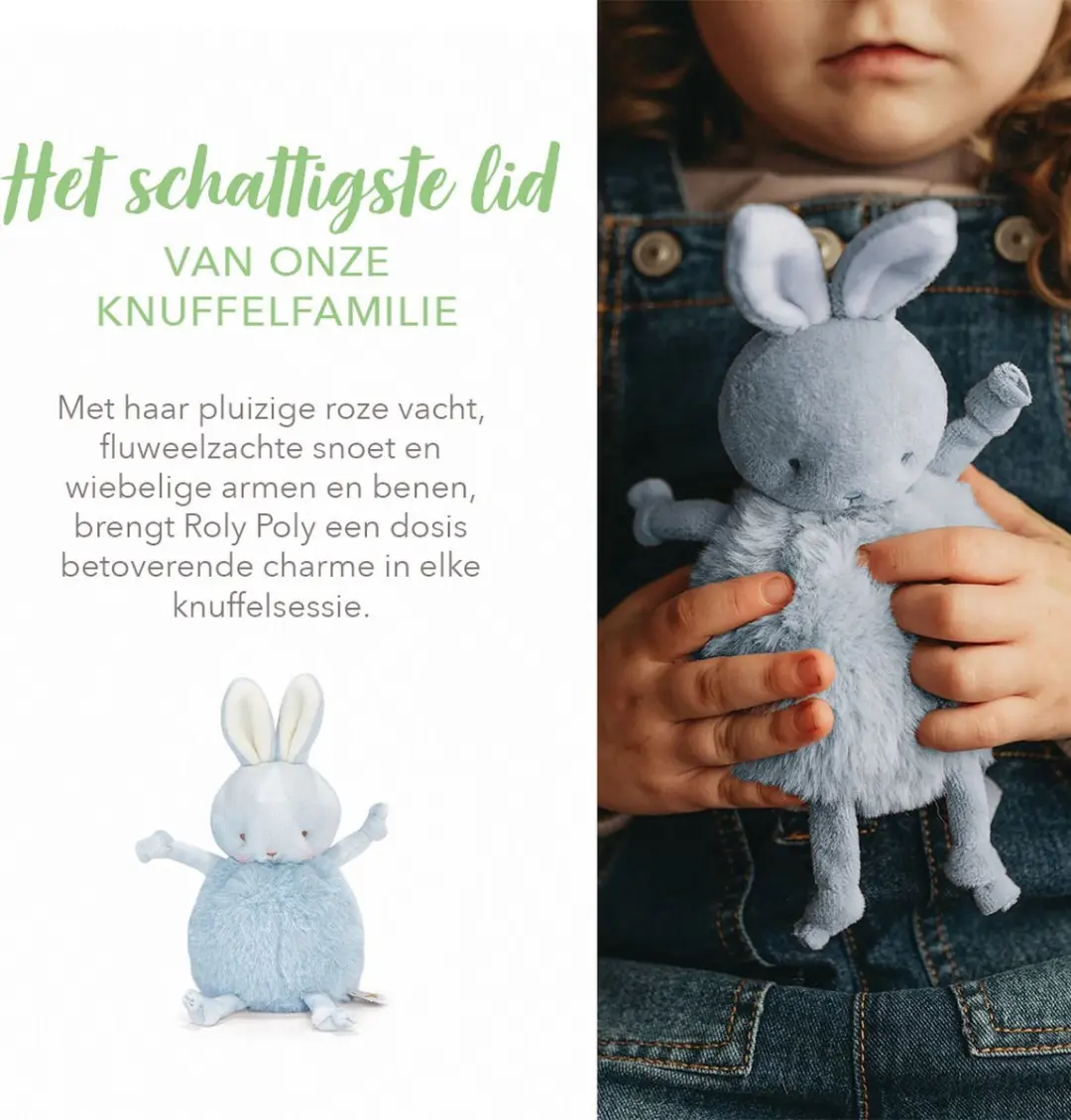 Bunnies By The Bay Roly-Poly Konijn Knuffel - 13cm - Blauw