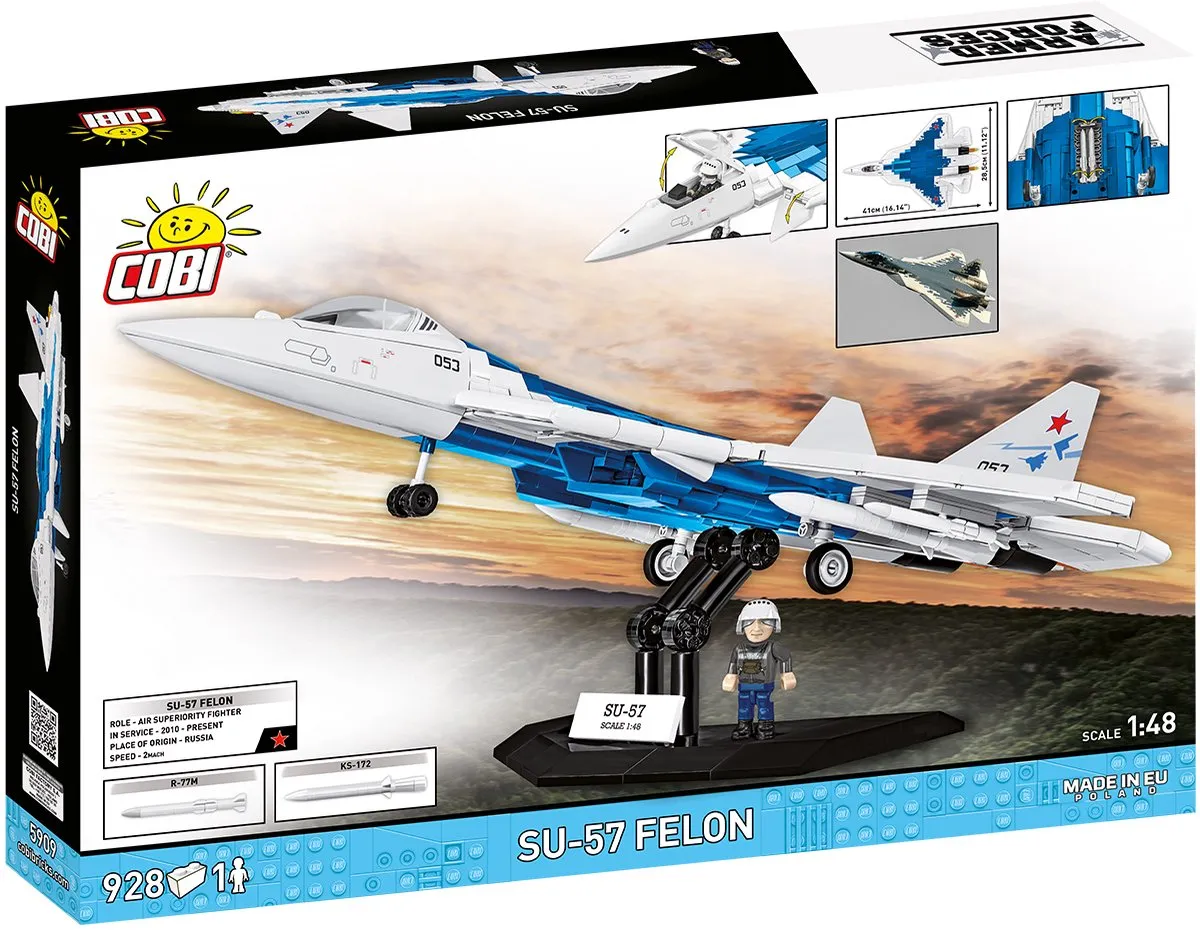 Cobi 5909 Sukhoi SU-57 Felon - 900 Stukken - Blauw/Wit