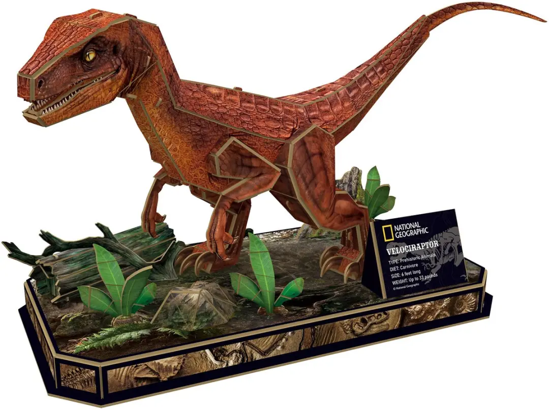 National Geographic 3D Puzzel Velociraptor 3 Stuks - Meerkleurig