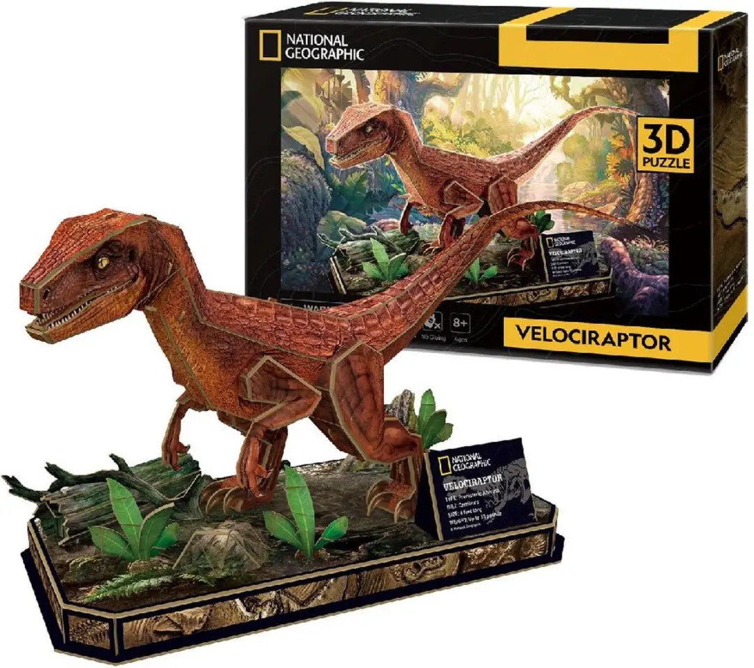 National Geographic 3D Puzzel Velociraptor 3 Stuks