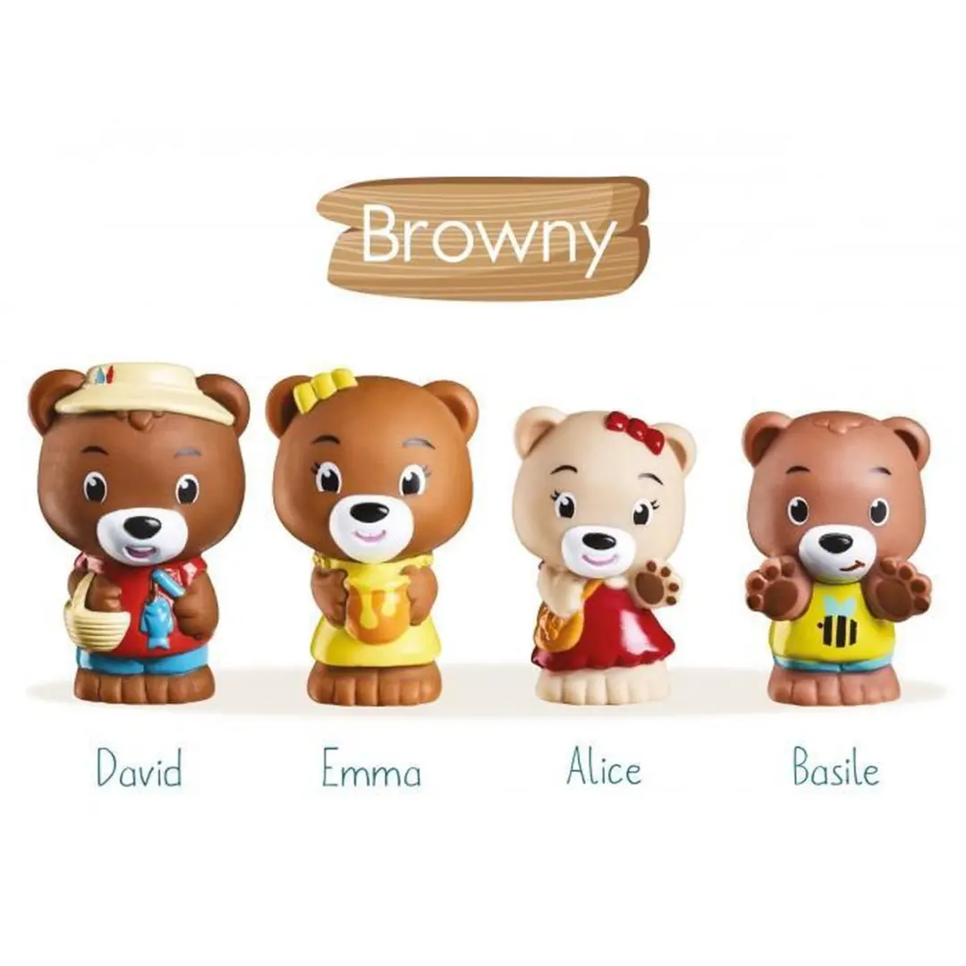 Klorofil Browny Speelset - Familie Beren - 4 Stuks - David, Emma, Basile & Alice