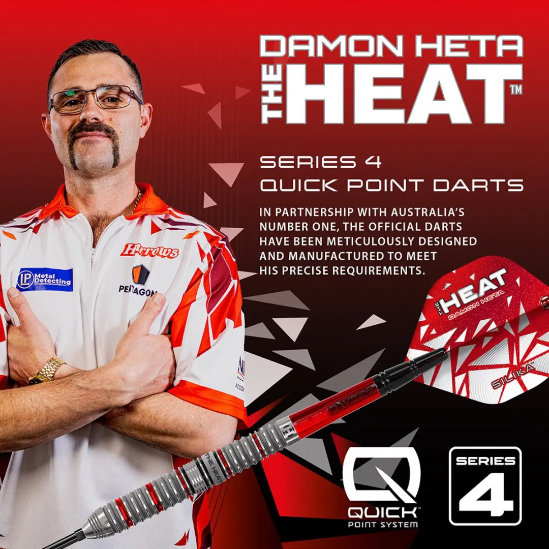 Harrows Damon Heta Series 4 Darts 24g - 3 Stuks - Zilver/Rood