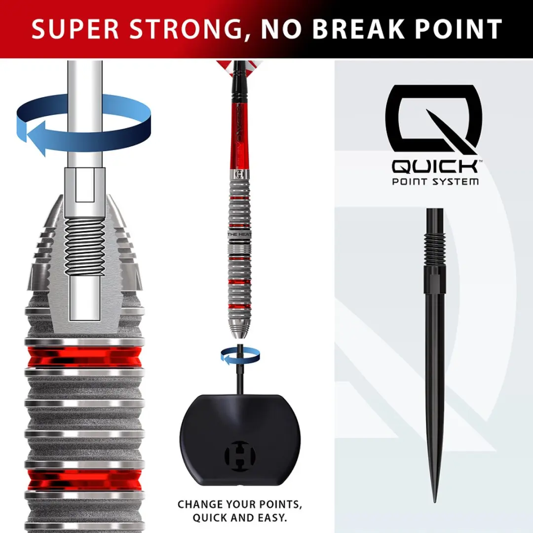 Harrows Damon Heta Series 4 Darts 24g - 3 Stuks - Zilver/Rood