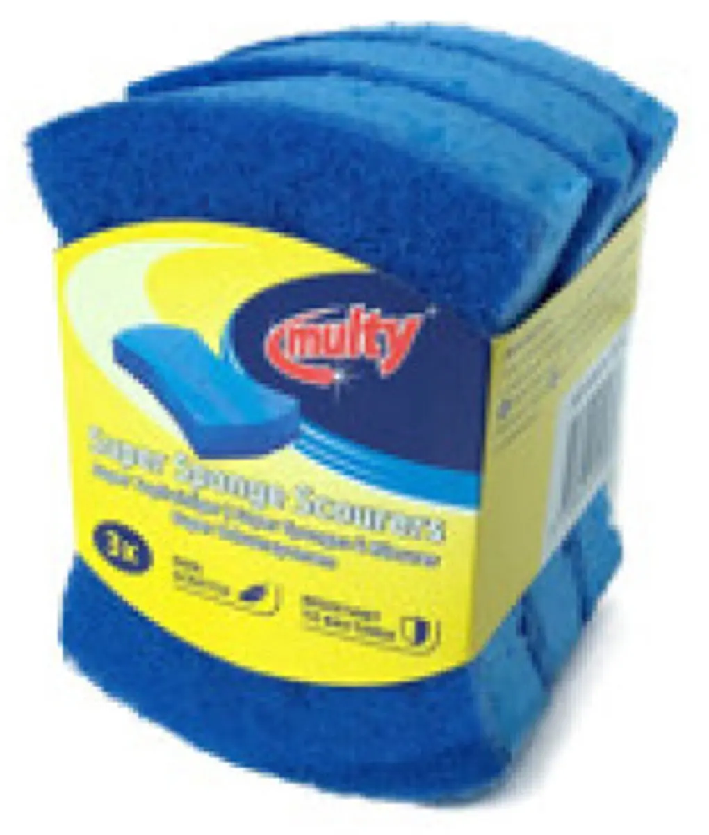 Multy Hydrofiel Schuim Schuursponzen 3 Stuks - Blauw