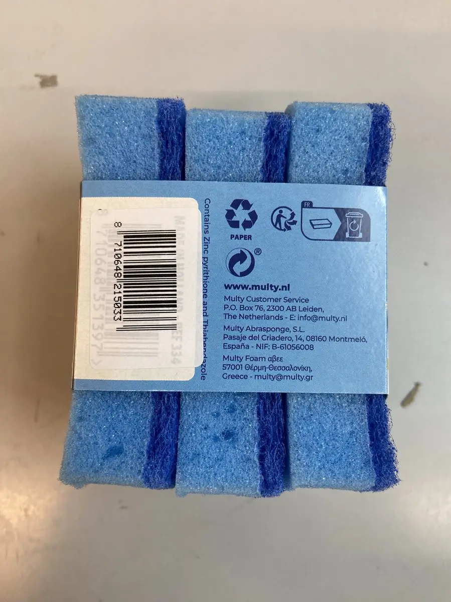 Multy Hydrofiel Schuim Schuursponzen 3 Stuks - Blauw