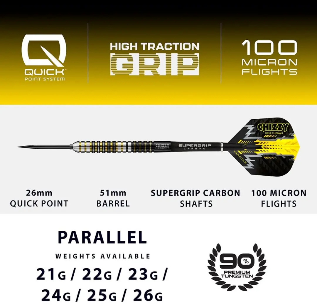 Harrows Chizzy 90% Tungsten 22g Quick Point - 3 Stuks