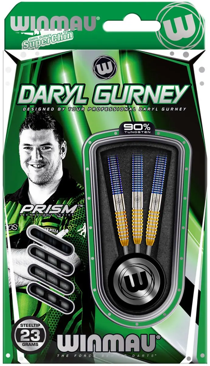 Winmau Daryl Gurney SC 1.0 Series Dartpijlen - 3 Stuks - Blauw/Goud/Zilver