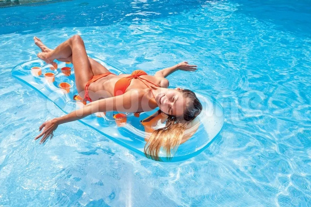 Intex Strandmatras met venster 188x71cm - Turquoise - afbeelding 5 van 6
