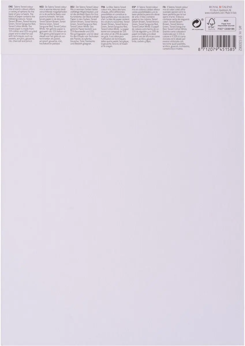 Royal Talens Toned Colour Mix Koud - 4 Kleuren A4