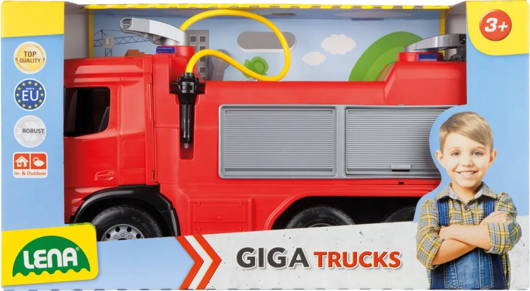 Lena Brandweerwagen Giga Trucks Junior 66cm SM02158 - Rood/Zilver