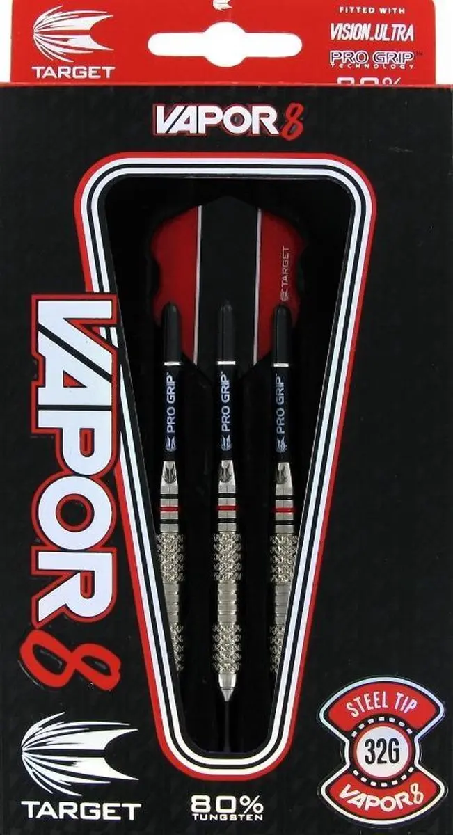 Target Vapor 8 02 Dartpijlen - 3 Stuks - 80% 26g - Zilver/Rood