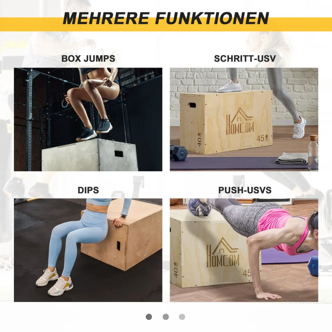 Homcom Jumping Box Natuurlijk hout 45x40x60cm - afbeelding 6 van 6