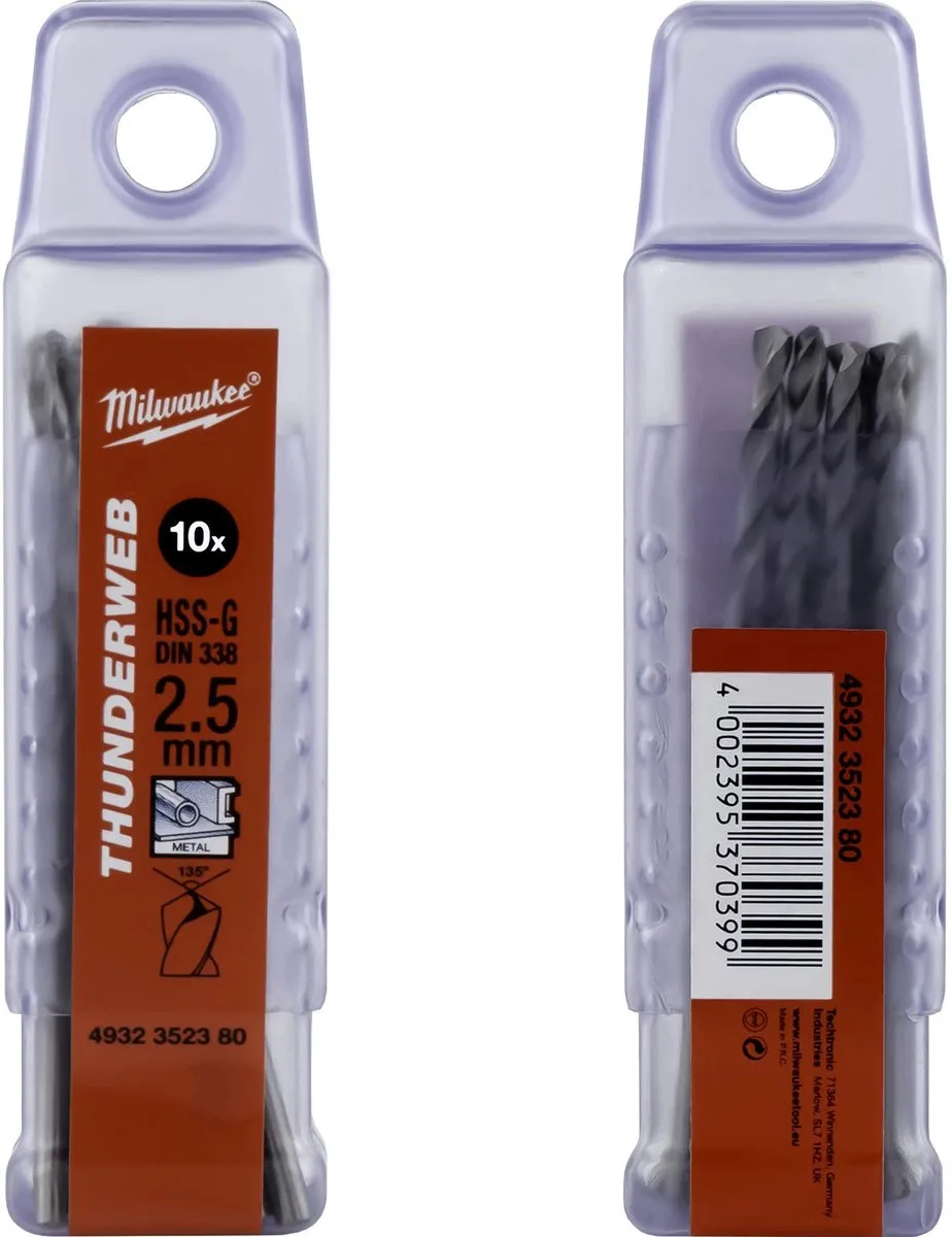 Milwaukee Thunderweb Metaalboren DIN 338 4932352380 - 10 Stuks