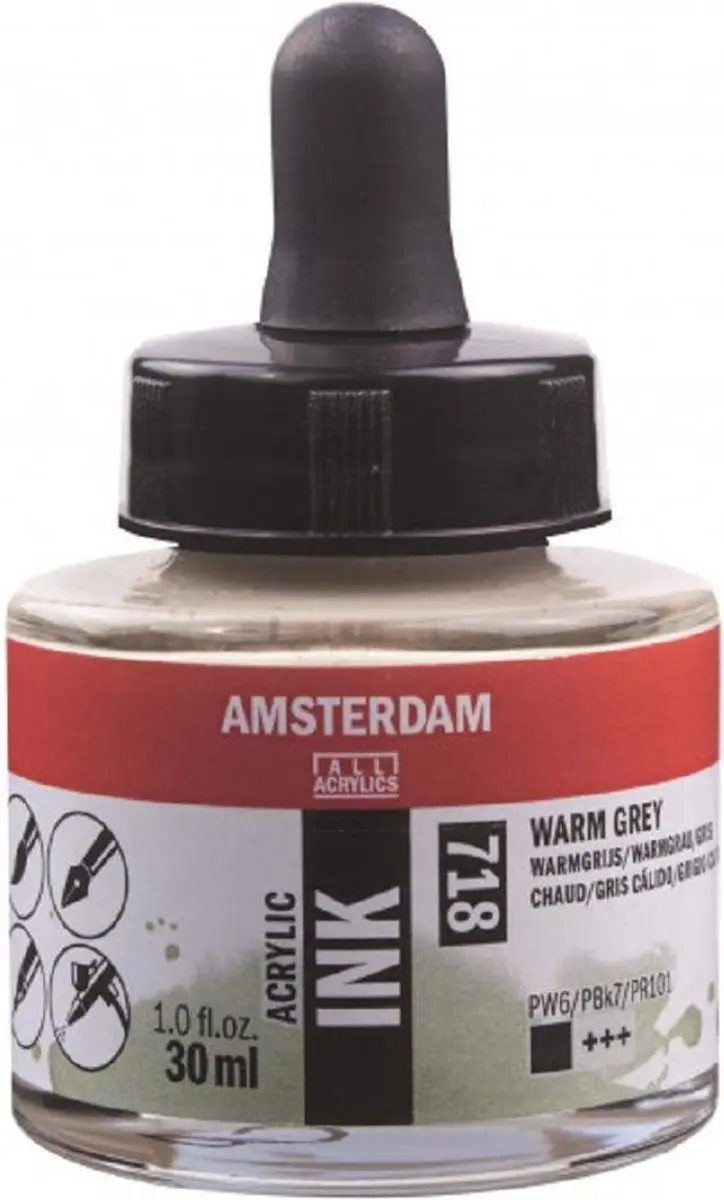 Amsterdam Acrylic Ink Fles 30ml Warmgrijs