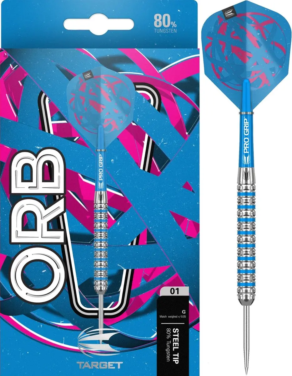 Target ORB 01 Dartpijlen 80% - 24 Gram - Zilver/Blauw - 3 Stuks