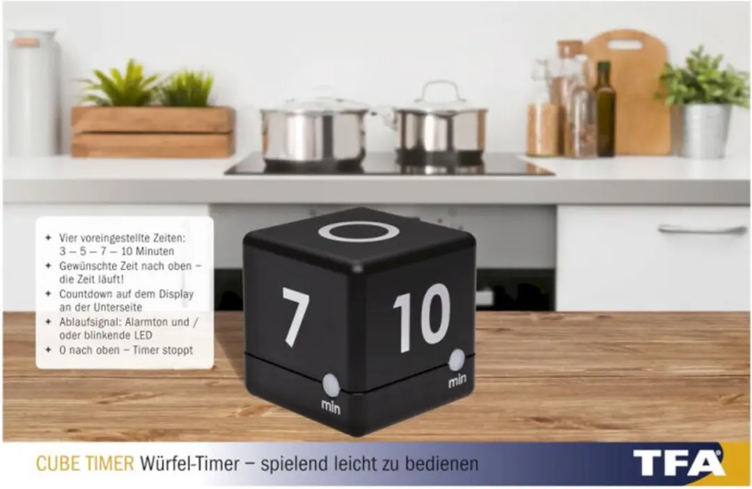 TFA Dostmann Timer Cube Digitaal - Zwart