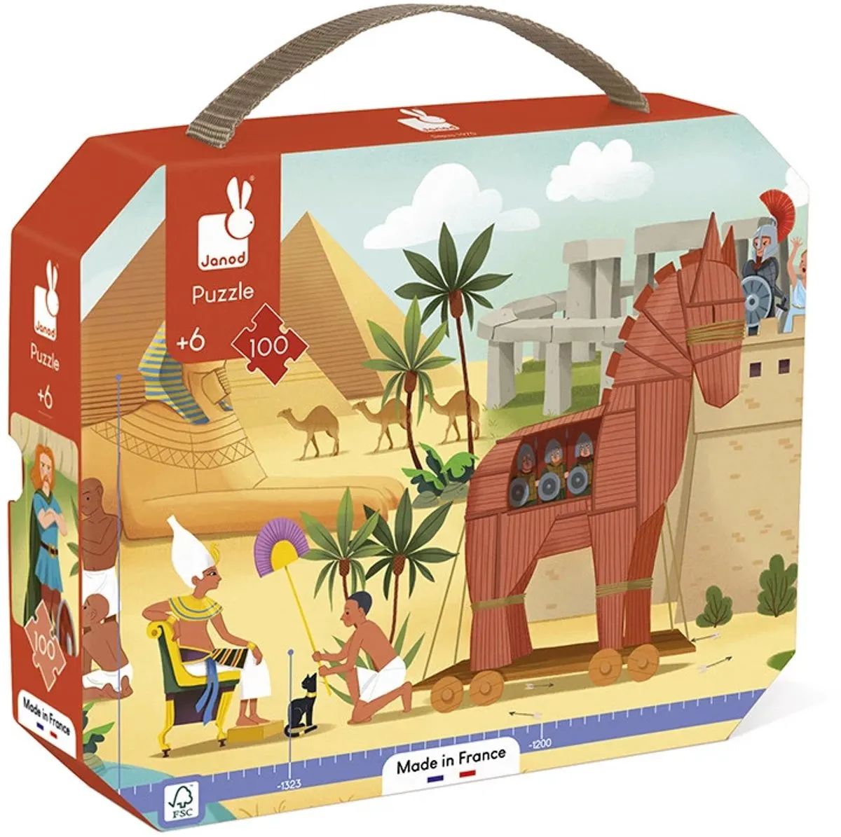 Janod Het Paard Van Troje Panorama Puzzel 100 Stuks