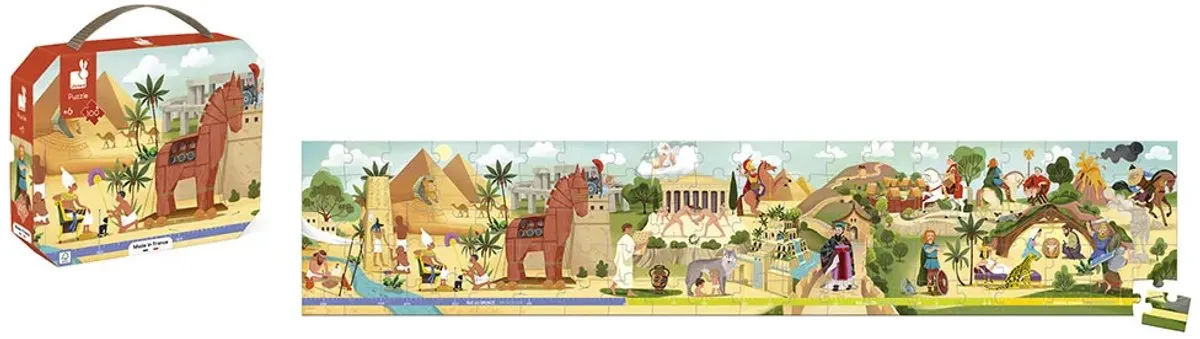 Janod Het Paard Van Troje Panorama Puzzel 100 Stuks - 6+ Jaar