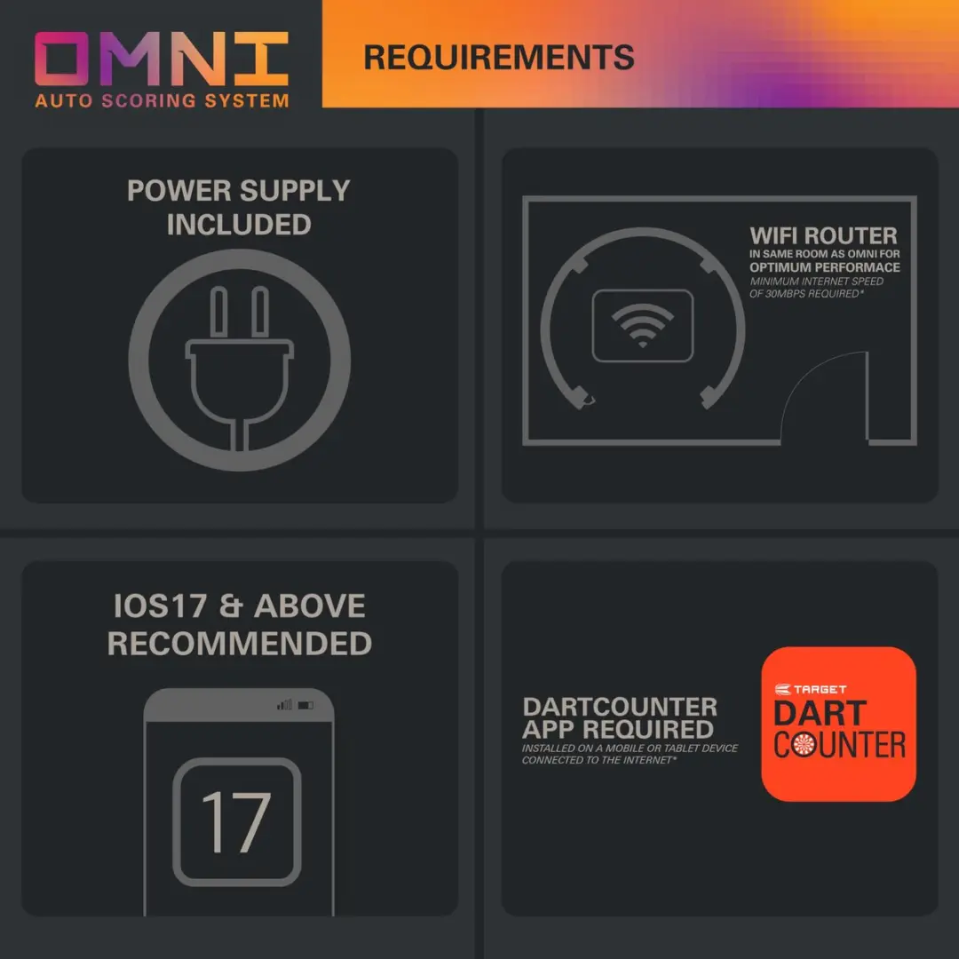 Target Omni Dartbord Auto Score Ring - 4 HD Camera's - Zwart - afbeelding 6 van 6