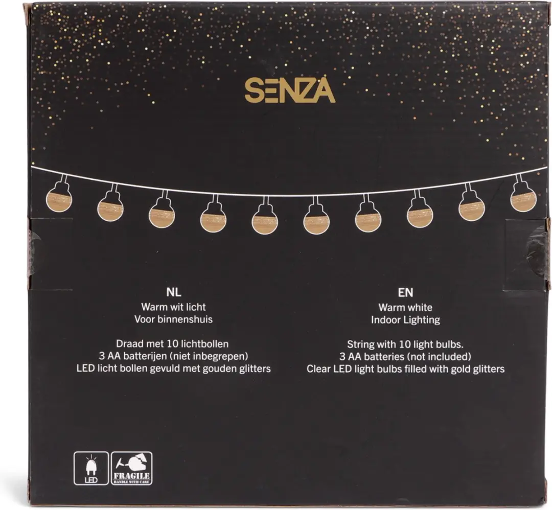 Senza LED Glitter Bollen Slinger - Goud