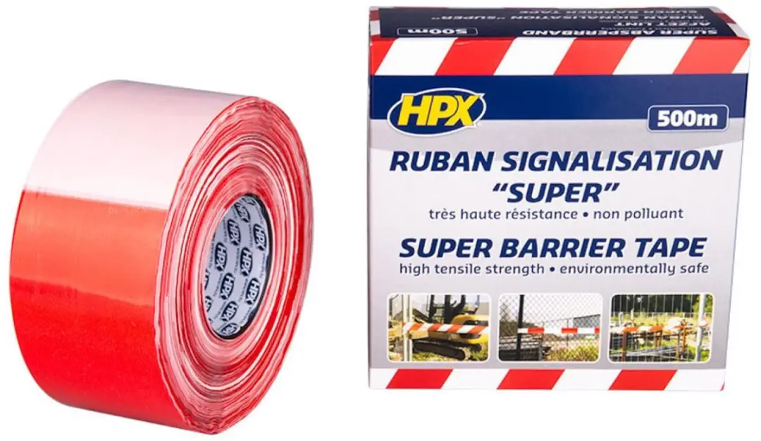 HPX Afzetlint Super Barrier 80mm x 500m - Rood/Wit