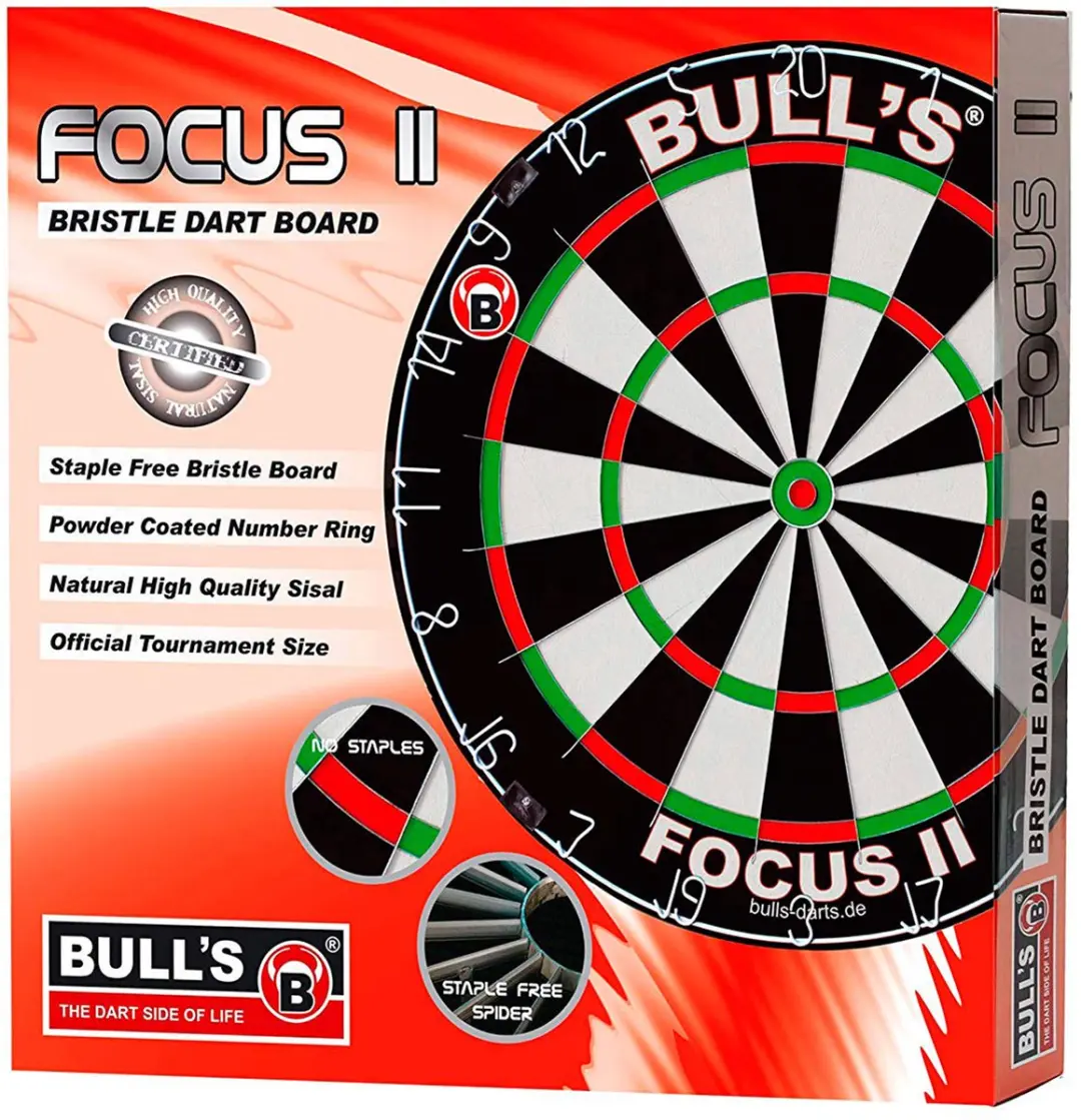 Bull's Focus II Dartbord 45cm - MPN 68006 - Zwart/Wit/Groen/Rood