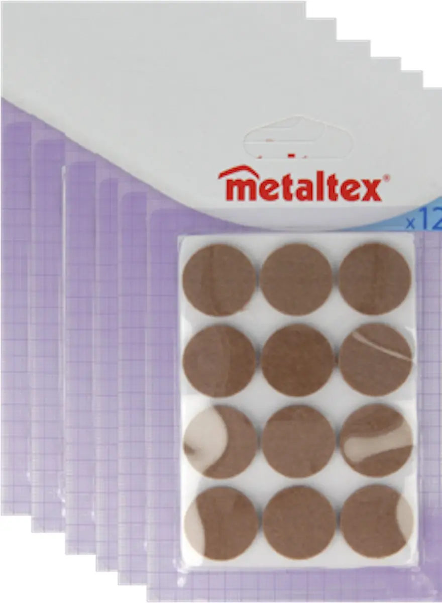 Metaltex Zelfklevende Viltjes 72 Stuks - Ø 22mm - Bruin