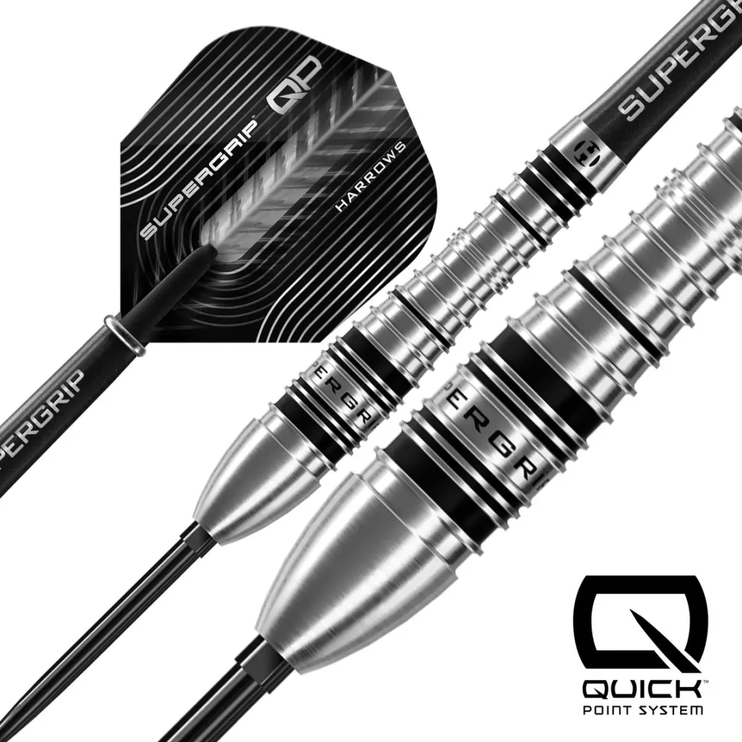 Harrows Supergrip Bomb Quick Point Dartpijlen 3 Stuks - Zilver/Zwart