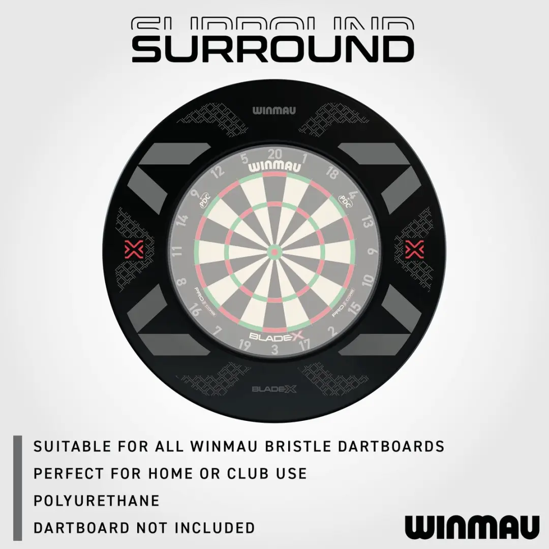 Winmau Blade X Dartbord Surround - Zwart Rood - afbeelding 6 van 6