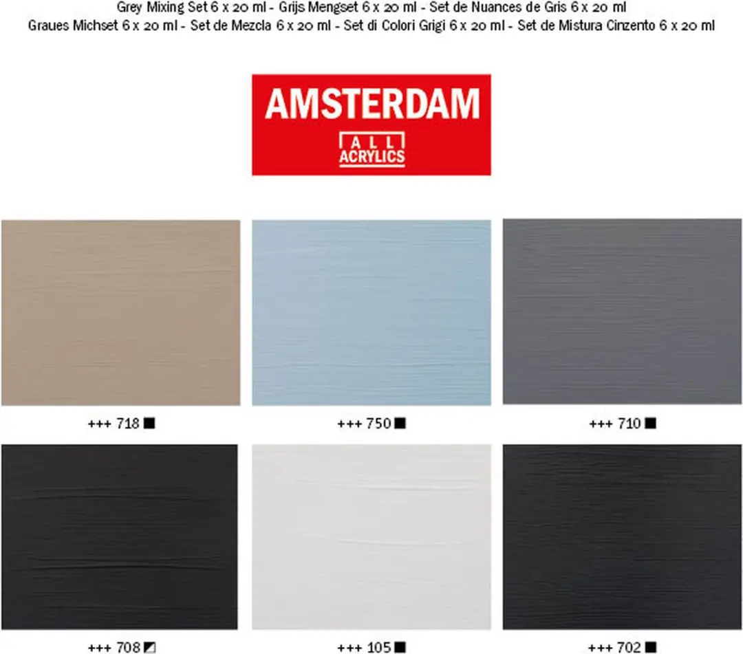 Amsterdam Standard Series Acrylverf Grijstinten - 6x20ml